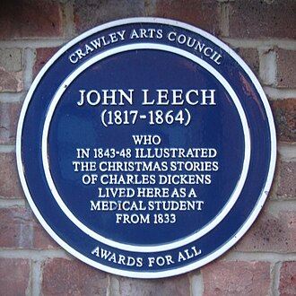 Commemorative plaque recording John Leech's residence John Leech Plaque at Tree House, Crawley.jpg