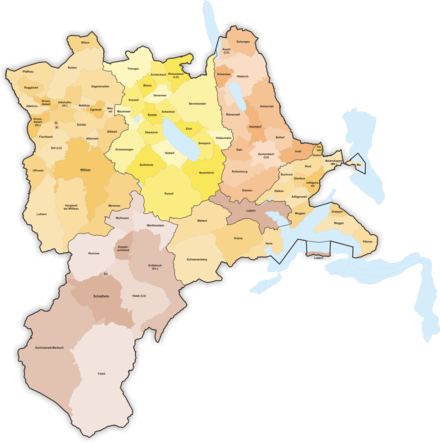 Carte du canton de Lucerne présentant sa division en communes en 2021.