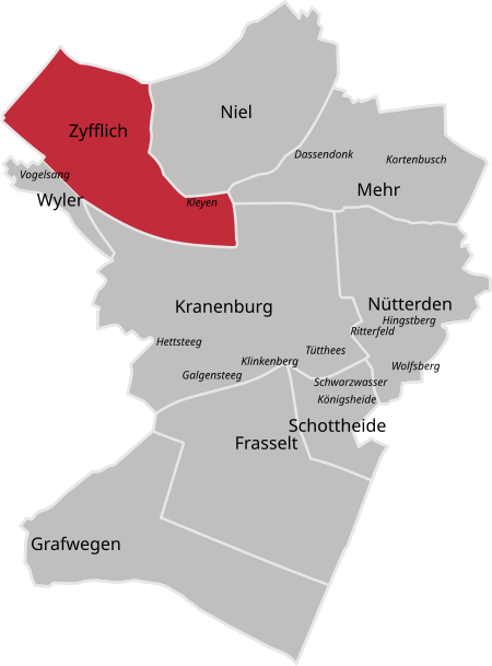 Karte Zyfflich in Kranenburg