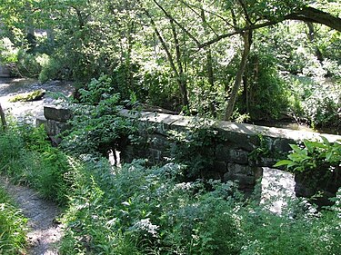 Ruins of the Kent flour mill, which stood 1837-1930s. It was built on the site of the original Haymaker Mill. Kent Mill ruins.jpg