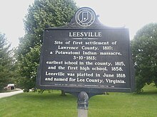 Historic marker for Leesville Indiana, describing its founding and the history of the town Leesville, IN Historic Marker.jpg