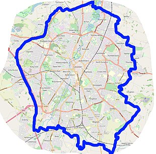 The extent of England's first local lockdown on 4 July 2020: Leicester and the surrounding area Leicestershire-lockdown-boundary-map.jpg