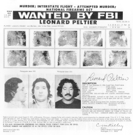 FBI wanted poster for Leonard Peltier Leonard Peltier FBI Poster.gif