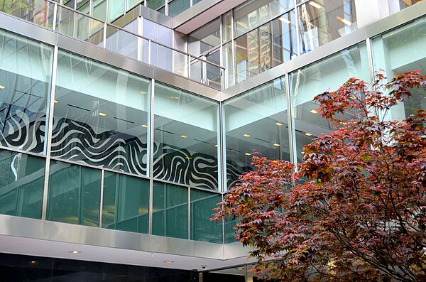 Gallery of Lever House, with Sol LeWitt's Wall Drawing 999, designed specifically for the building