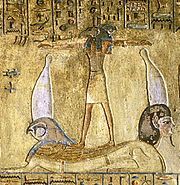 Illustration for the Book of Gates, 9th gate -- scene from the tomb (KV17) of Pharaoh Seti I (c. 1290-1279 BC). Livredesportes.jpg