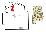 Lowndes County Alabama Incorporated and Unincorporated areas White Hall Highlighted.svg