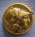 Macedonia - king Alexandros III - 336-320 BC - gold distater - head of Athena - Nike - München SMS