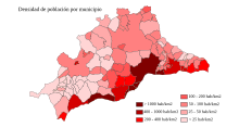 Population density map of the Province of Málaga.