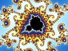 A detail of the Mandelbrot set. It is not known whether the Mandelbrot set is locally connected or not. Mandel zoom 07 satellite.jpg