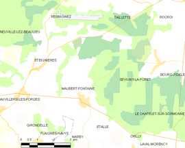 Mapa obce Maubert-Fontaine