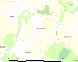 Mapa obce Les Issards
