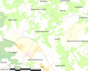 Poziția localității Taurignan-Vieux