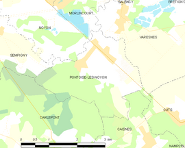 Mapa obce Pontoise-lès-Noyon