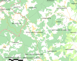 Mapa obce Poule-les-Écharmeaux