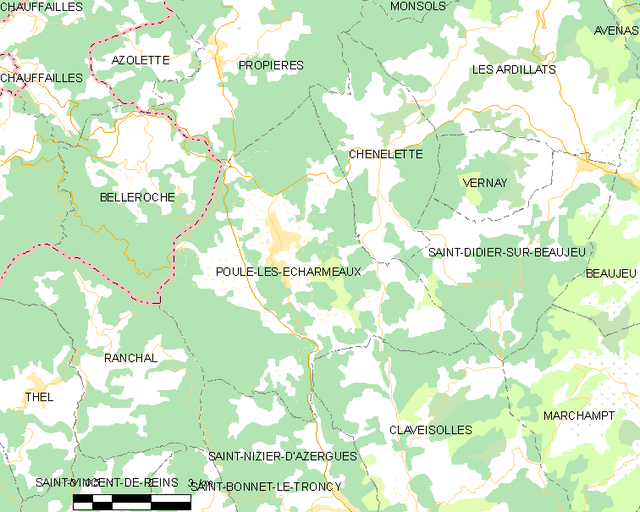 Poziția localității Poule-les-Écharmeaux