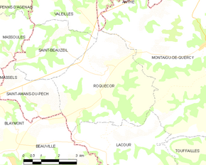 Poziția localității Roquecor