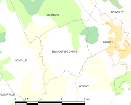 Mapa obce Belmont-lès-Darney