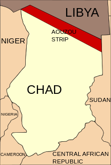 Peta yang menunjukkan Jalur Aouzou antara Chad dan Libya