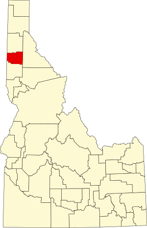 Location of Benewah County in Idaho Map of Idaho highlighting Benewah County.svg