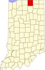 Karte von Indiana mit Hervorhebung von Elkhart County