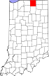 State map highlighting Elkhart County