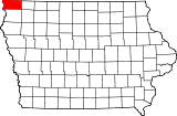 Map of Iowa highlighting Lyon County.svg