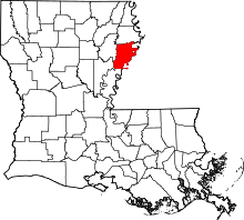 Harta e Tensas Parish në Louisiana