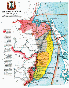 Карта Приморской области в границах 1913 года