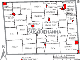 Kaart van Susquehanna County