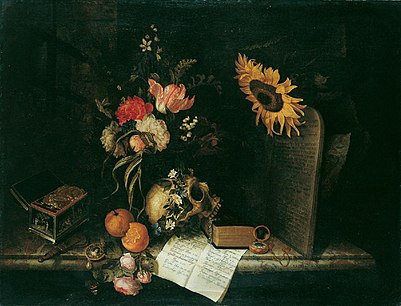 Vanitas με ηλίανθο και κοσμηματοθήκη, περ. 1665, ιδιωτική συλλογή