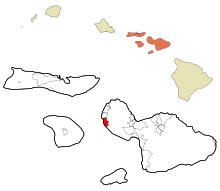 Maui County Hawaii Incorporated and Unincorporated areas Lahaina Highlighted.svg