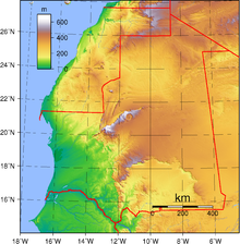 Topography of Mauritania Mauritania Topography.png
