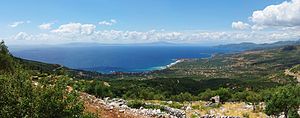 Panorama über den Messenischen Golf, Blick nach Nordwesten, im Hintergrund Messenien