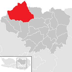 Lage der Gemeinde Metnitz im Bezirk Sankt Veit an der Glan (anklickbare Karte)