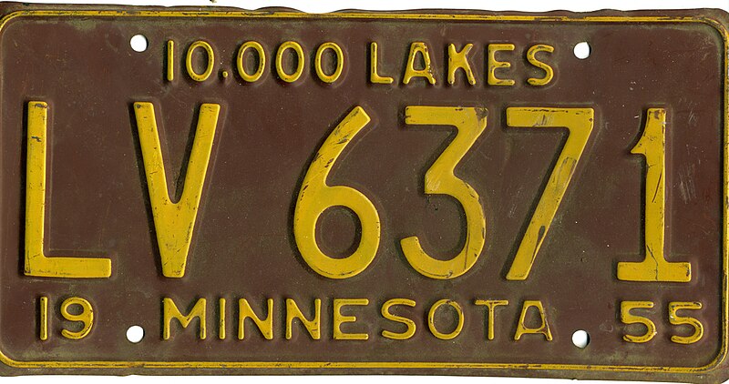 File:Minnesota 1955 license plate - Number LV 6371.jpg