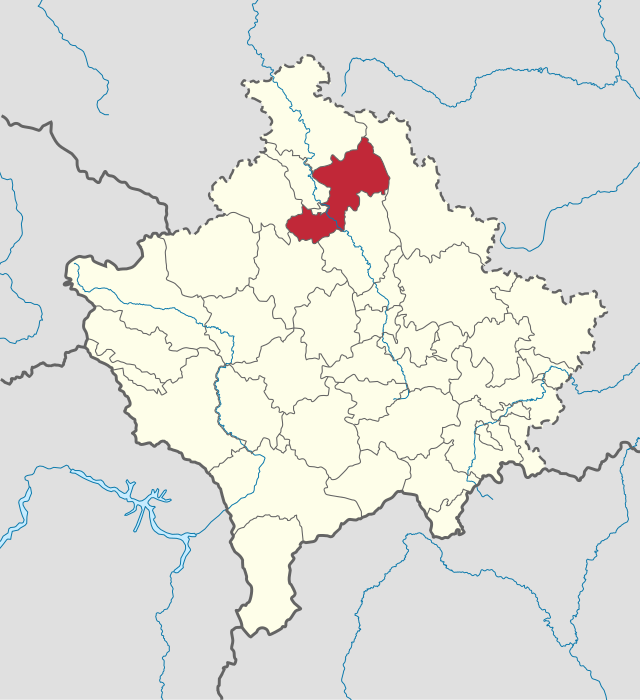 コソボでのミトロヴィツァの位置の位置図
