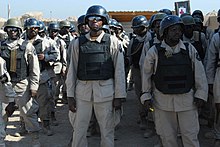 Ugandan nationals contracted to Triple Canopy during training in Iraq, 2011 Muleskinners train Triple Canopy(2011.09.04(2)).jpg