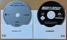 The 40 Jahre 911 game CD alongside a regular CD. NFS Porsche.JPG