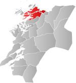 Mapa do condado de Trøndelag com Nærøy em destaque.