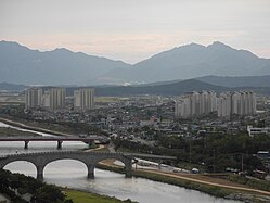 Namwon view of the Yocheon river from Agibong mountain - 2012.