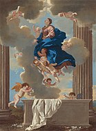 尼古拉·普桑的《聖母升天》（Assunzione di Maria），134.4 × 98.1cm，約作於1626年，透過愛爾莎·梅隆·布魯斯（英語：Ailsa Mellon Bruce）基金於1963年購得。[40]