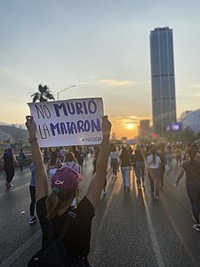 Manifestacio en Monterrey, Nuevo León post la murdo de Debanhi Escobar.