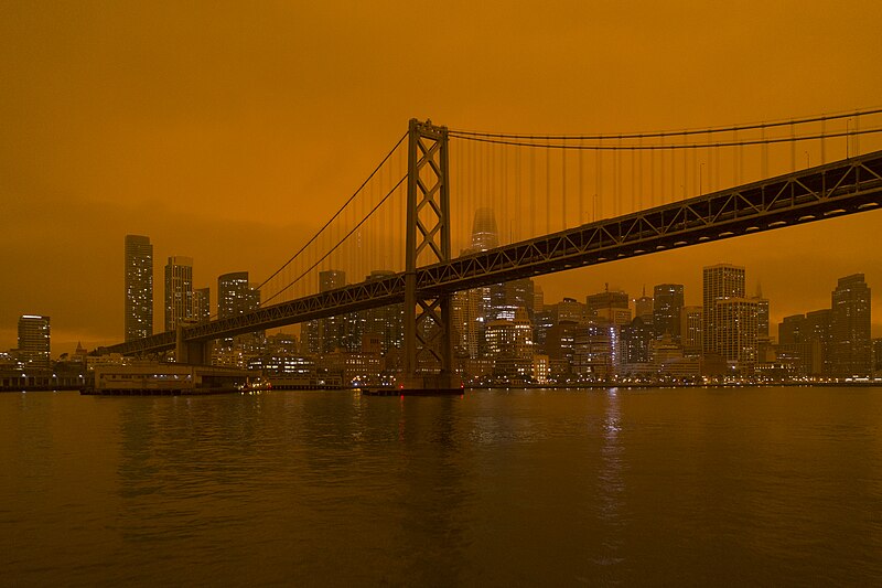 File:North Complex smoke in San Francisco - Bay Bridge and Financial District.jpg