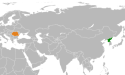 Mappa che indica le posizioni della Corea del Nord e della Romania