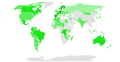Map of parties in the Global Greens by country as of 22 January 2021.