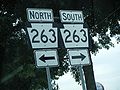 Closer view of PA 263 shields at intersection