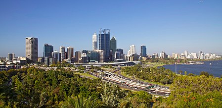 Western Australia's capital, Perth, from Kings Park Perth Skyline from Kings Park.jpg
