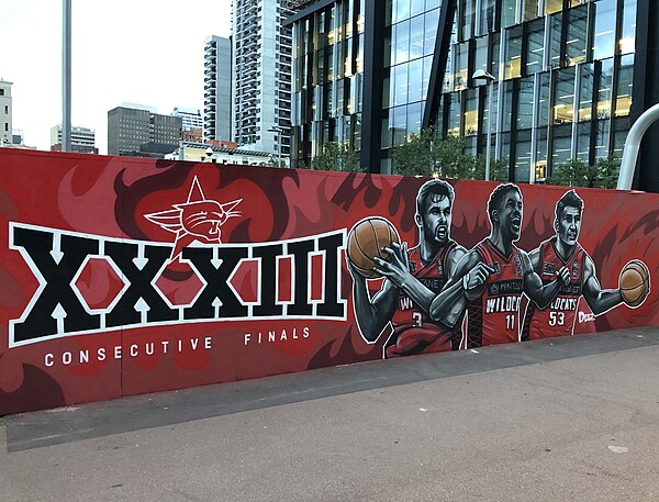 Mural in the City of Perth, commemorating the Wildcats' 33rd consecutive finals appearance