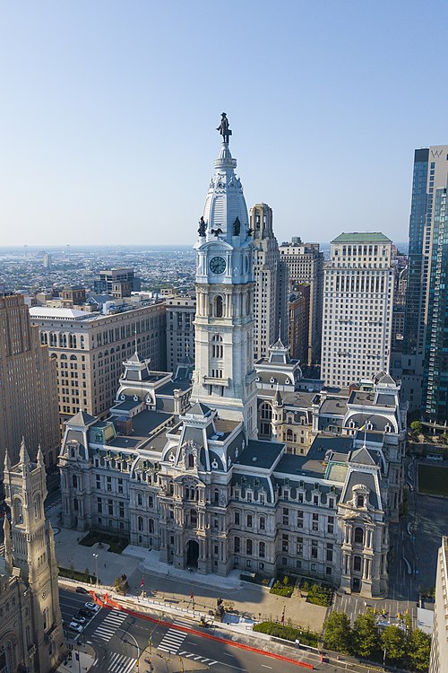 North face of Philadelphia City Hall in July 2019