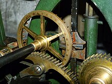 Pin wheel escapement of South Mymms tower clock PinWheelEscapement.JPG